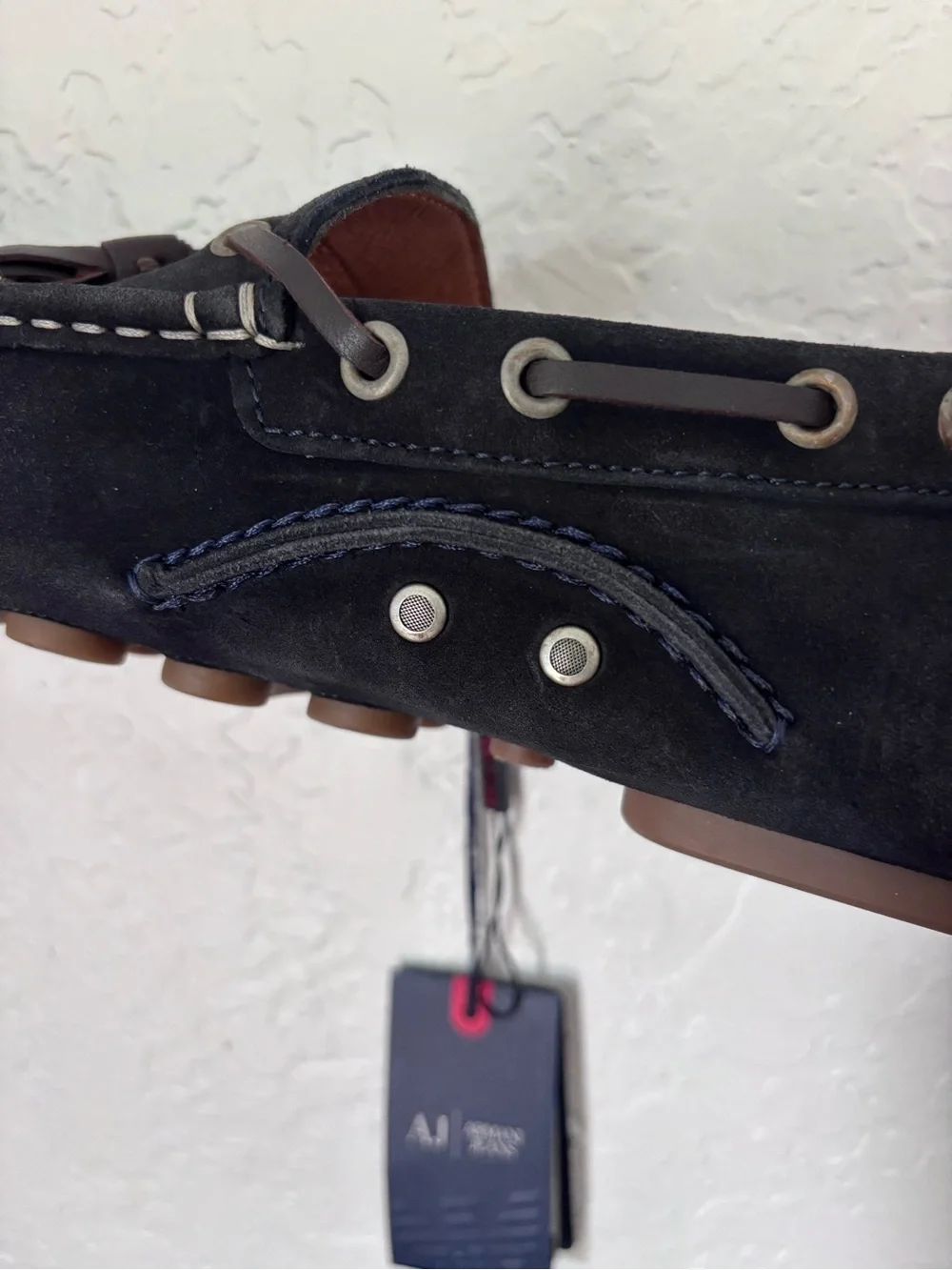 Armani Jeans Black Suede Tassel Driving Loafers